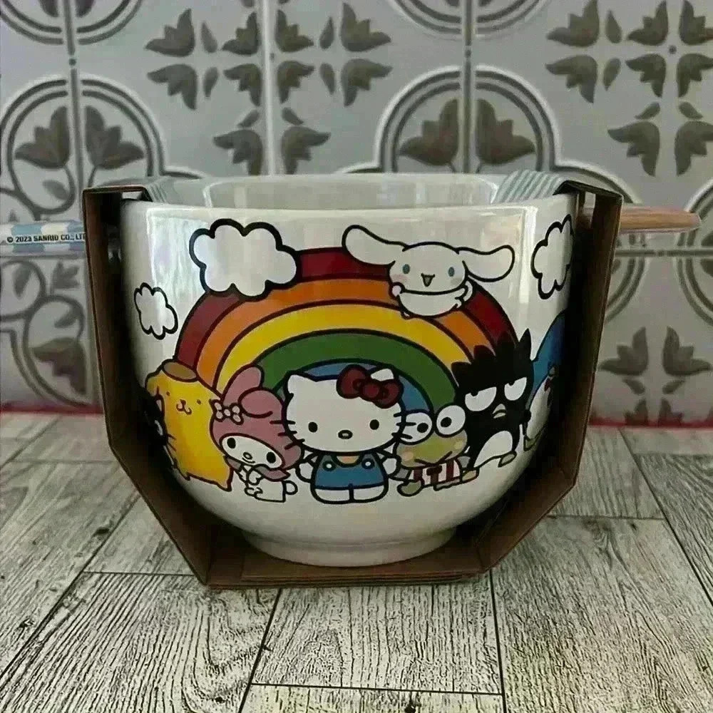 Sanrio Hello Kitty with Friends Rainbow Ramen Bowl with chopsticks